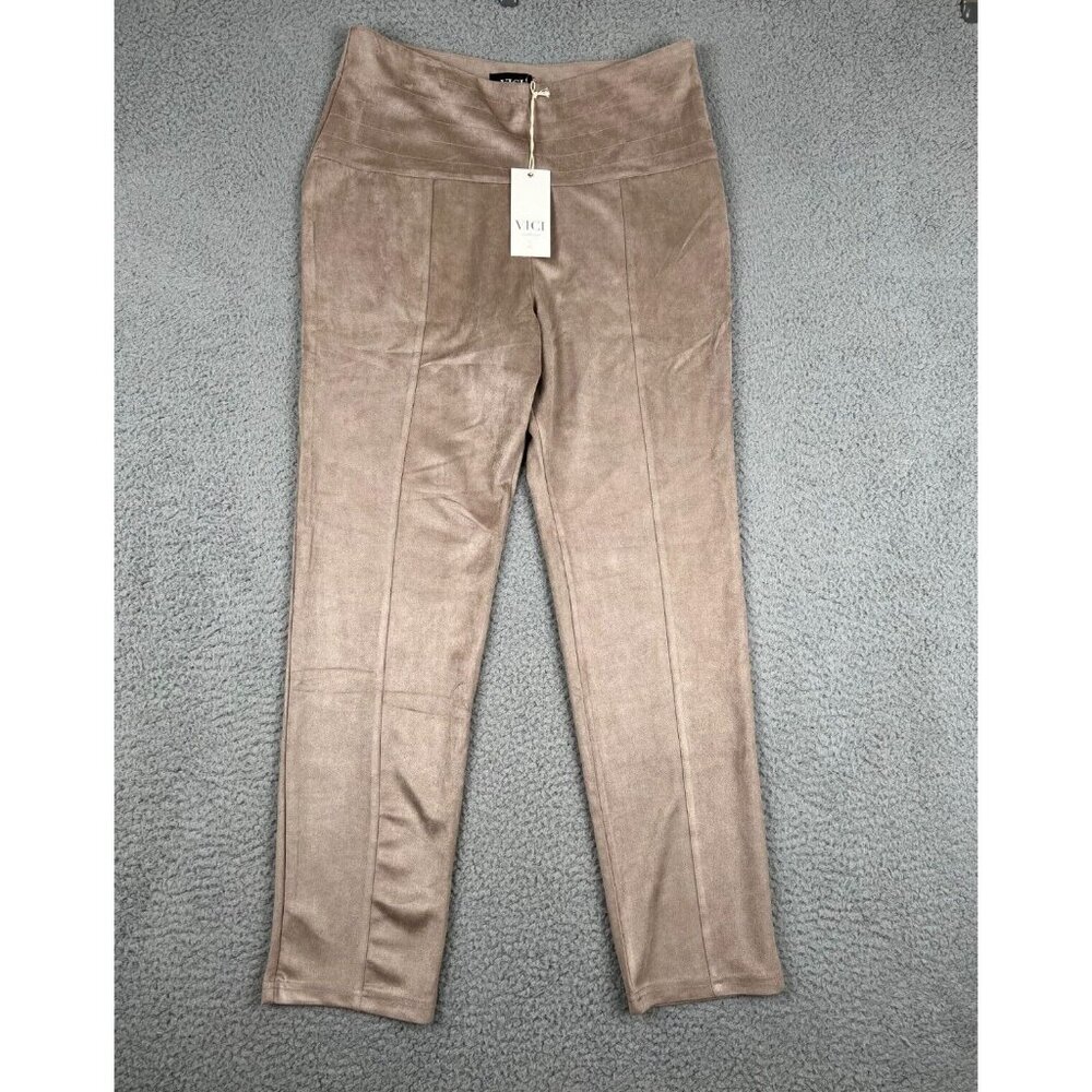 Vici Exclusive x Fate High Rise Faux Suede Leggings Taupe XL Skinny Pants NWT